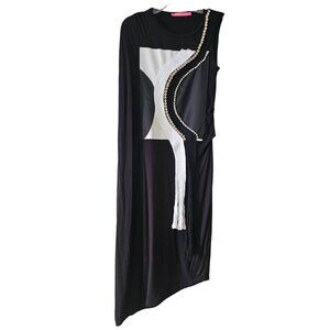 Asymmetrical Dress, Women's Rhinestone Party Midi Dress, Dqmane, S